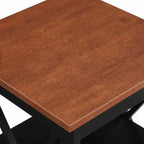 Furnifact Cherry/Black End Table with Shelves, Transitional Coastal Style, Durable Wood, Modern Design, Versatile Living Room or Bedroom Accent