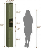 ChooChoo Narrow Bathroom Storage Cabinet with Adjustable Shelves and Drawer | Tall Slim Storage Cabinet, Freestanding Cupboard for Small Spaces, Green