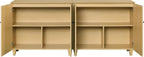 WAMPAT 71" Wide Wood Sideboard Buffet Table with 4 Doors – Large Oak Credenza Storage Cabinet for Dining Room, 2-in-1 Modern Coffee Bar with 6 Compartments for Living Room & Hallway