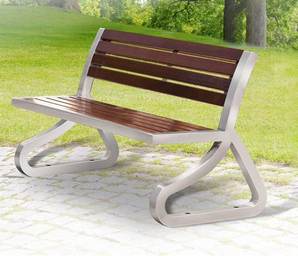 Patio Benches for Outdoors Park ChairOutdoor BenchStainless Steel BenchSolid Wood LeisureSquare CourtyardOutdoor Art Seating Garden Benches for Outdoors