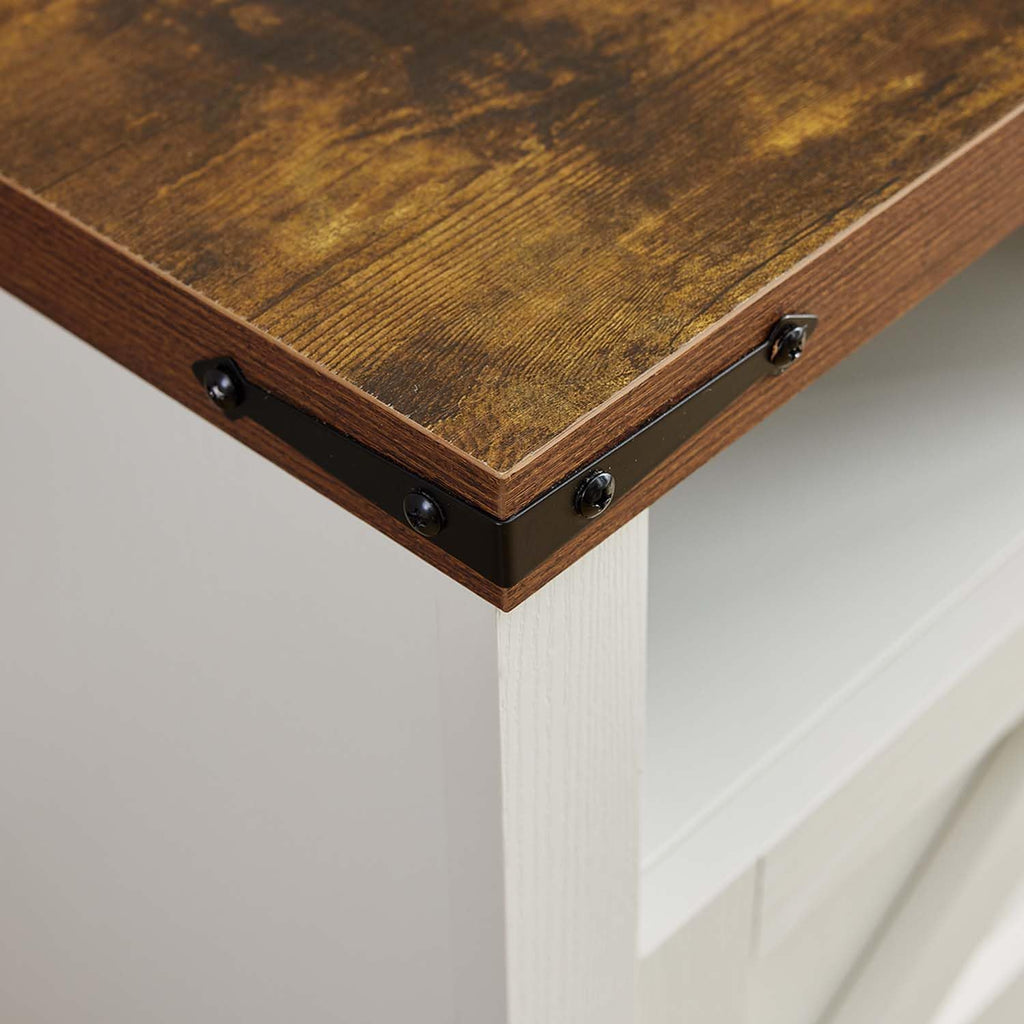 White Farmhouse Nightstand Set of 2, End Tables Set with Charging Station, Night Stand with Door and Storage Shelf, Sofa Side Table Living Room, Bedside Table for Bedroom