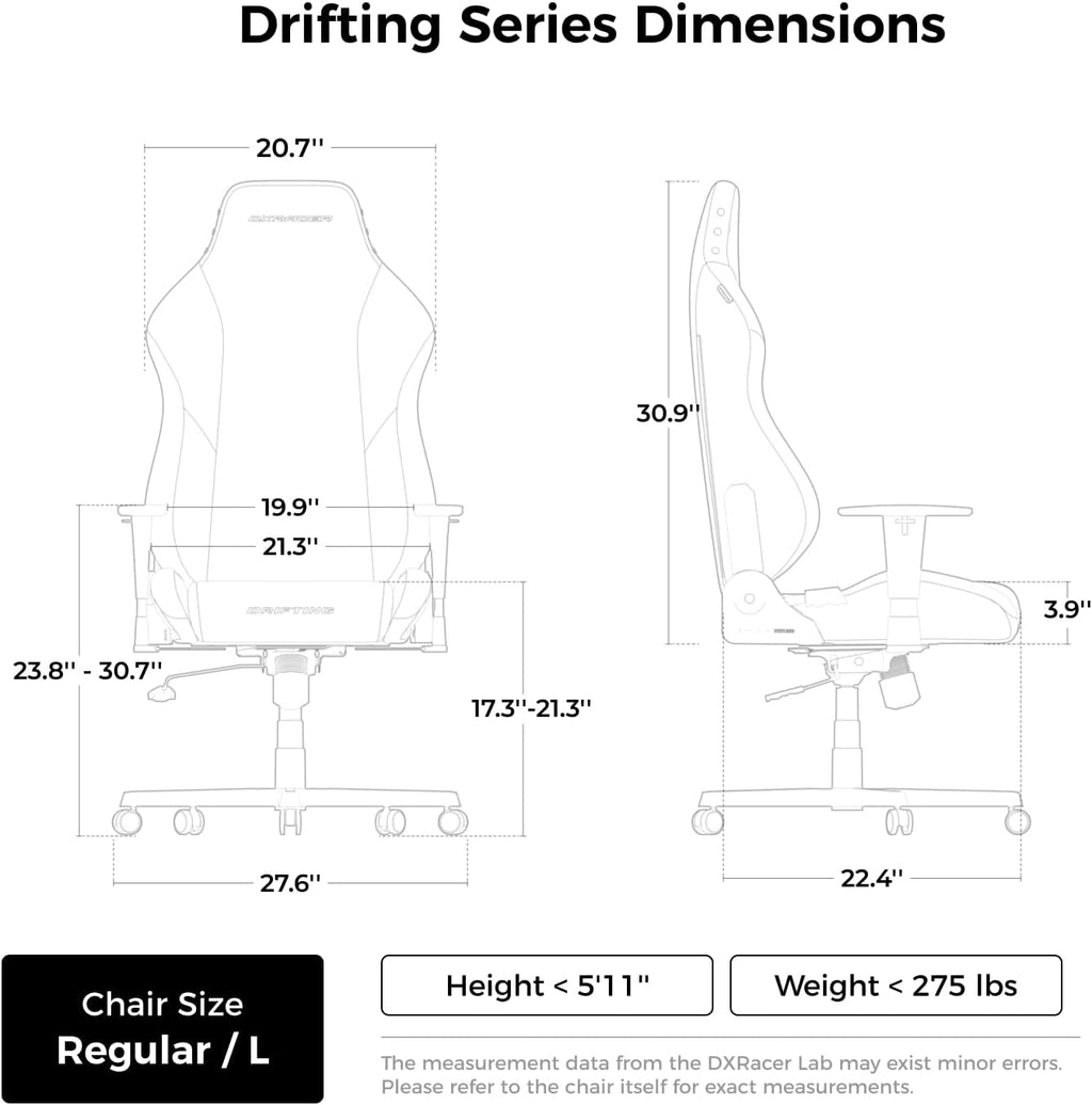 DXRacer Drifting L Ergonomic Video Gaming Chair with Lumbar Support and Headrest, Office Reclining Computer Chair for Adults (EPU Leatherette, Spring)