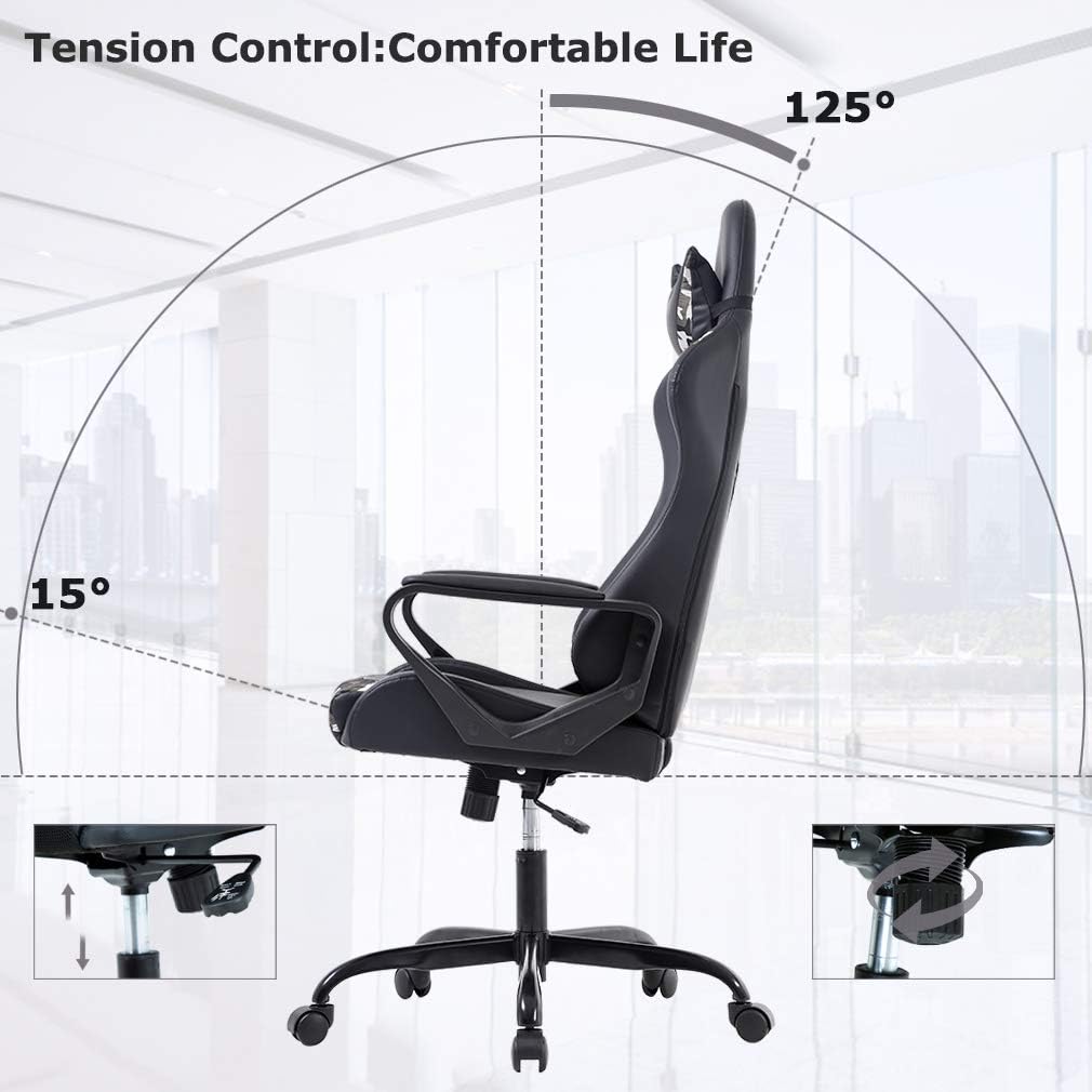 BestOffice PC Gaming Chair Office Chair Desk Chair with Lumbar Support Arms Headrest High Back PU Leather Racing Chair Rolling Swivel Executive Computer Chair for Women Adults Girls, Camo