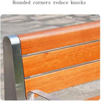 Garden Outdoor Park Backrest Chair, Stainless Steel Frame Wooden Bench, Garden Patio Leisure Seating Seat(Small)