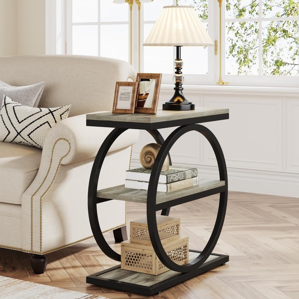 End Table, Small End Table, Living Room End Table, Modern End Table, Living Room & Bedroom, Easy to Assemble,Brown,23.62"x11.81"x 25.59"