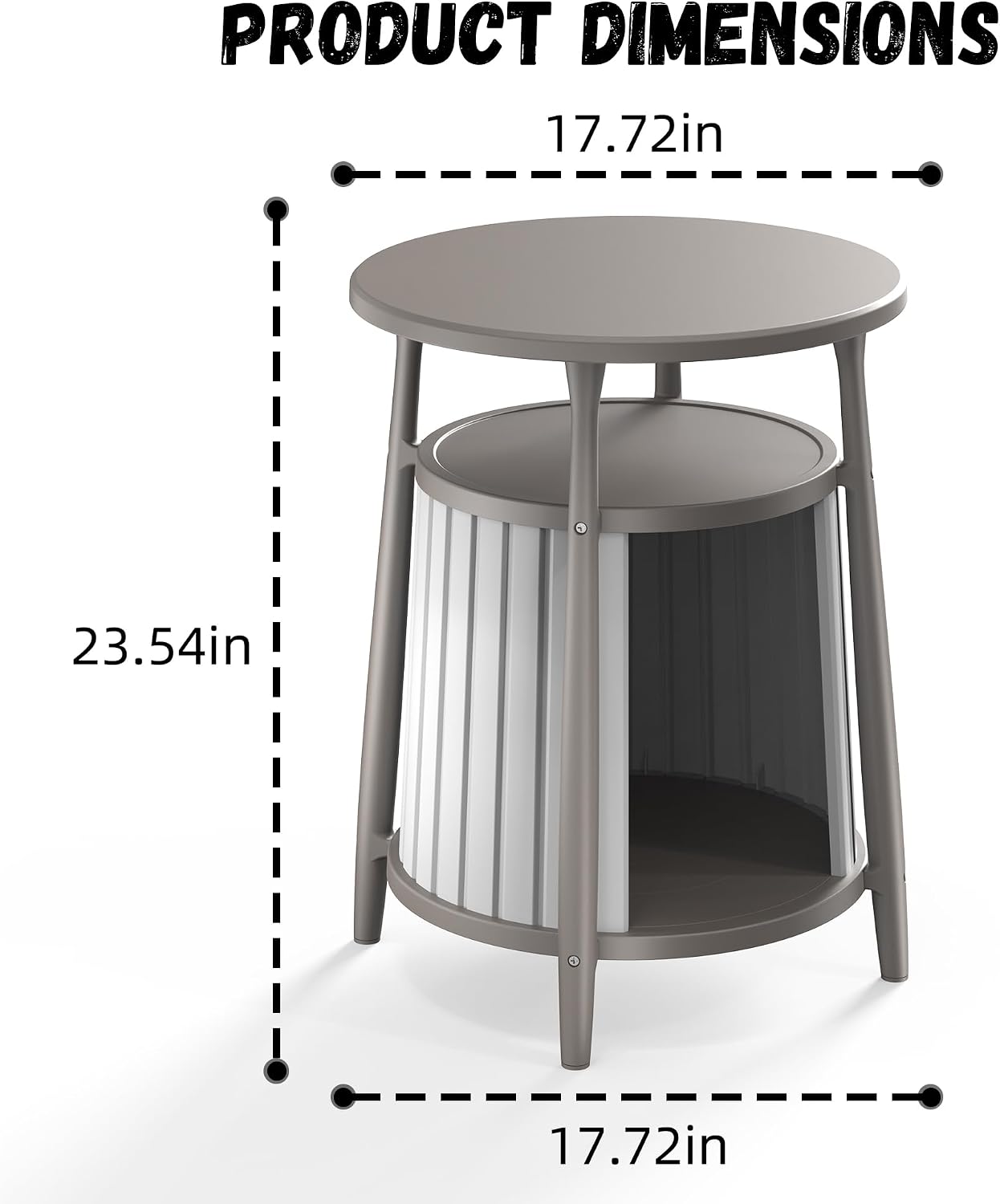 End Table,Resin Bedside Table with Storage,Side Table for Living Room Bedroom Balcony Indoor Outdoor(Grey)