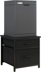 YMYNY Mini Fridge Stand with Storage, Mini Fridge Cabinet with Fabric drawers, 250lbs Heavy-Duty Compact Refrigerator Table, Coffee Bar Shelf, for Home, Office, Bedroom, Black HBR008B