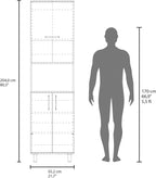 21.7" D*15.4" W*80.3" H Freestanding Kitchen Pantry with 4 Shelves, Top Single Door & Lower Double Door, Rectangular Storage Cabinet, Modern Minimalist, for Living Room, Dining Room, White