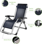Padded Gravity Lounge Chair Wider Armrest Adjustable Recliner with Cup Holder, Support 180KG Progress(Grey)