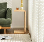 C Shaped End Table - Solid Wood Sofa Side Tables for Living Room & Home Office, Practical Laptop Desk and TV Tray