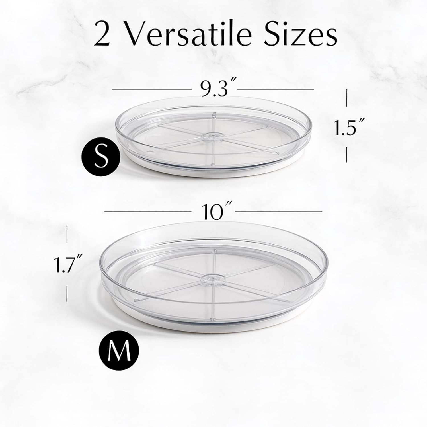 NOSTALGIQ Set Lazy Susan - Lazy Susan Organizer 2-Pack - Rotating Cabinet & Spice Rack, Clear