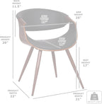 Armen Living Butterfly Mid-Century Dining Chair in Walnut Finish and Charcoal Fabric - Set of 2