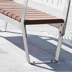 Outdoor Bench, Leisure Chair Stainless Steel Park Chair Square Garden Benches for Outdoors(Brown,with backrest)