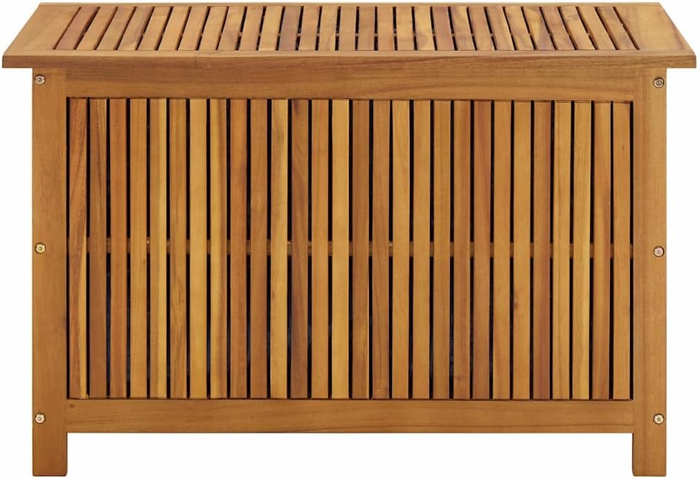 Patio Storage Box Solid Wood Acacia 35.4"x19.7"x22.8" Weather Resistant Deck Garden Bench Chest with Bag for Backyard Porch Yard Outdoor Seating