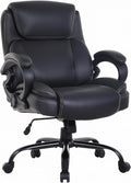 BestOffice Big and Tall Heavy Duty Office Chair 400lbs Wide Seat Ergonomic Computer Desk Chair with Arms and Lumbar Support High Back PU Leather Executive Task Computer Chair for Back Pain, Black