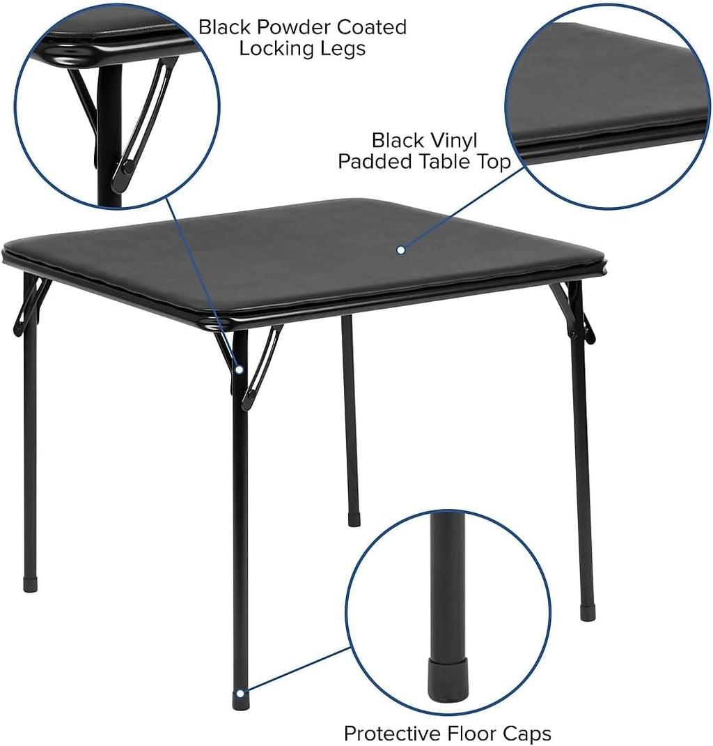 Flash Furniture Mindy Kids 5-Piece Folding Table and Chairs Set for Daycare and Classrooms, Children's Activity Table and Chairs Set, Black