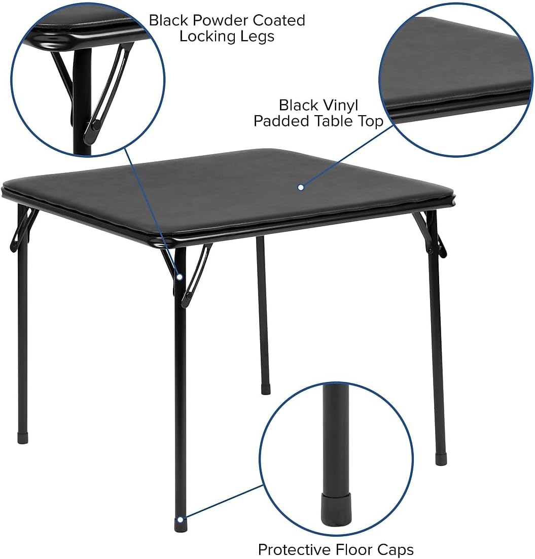 Flash Furniture Mindy Kids 5-Piece Folding Table and Chairs Set for Daycare and Classrooms, Children's Activity Table and Chairs Set, Black