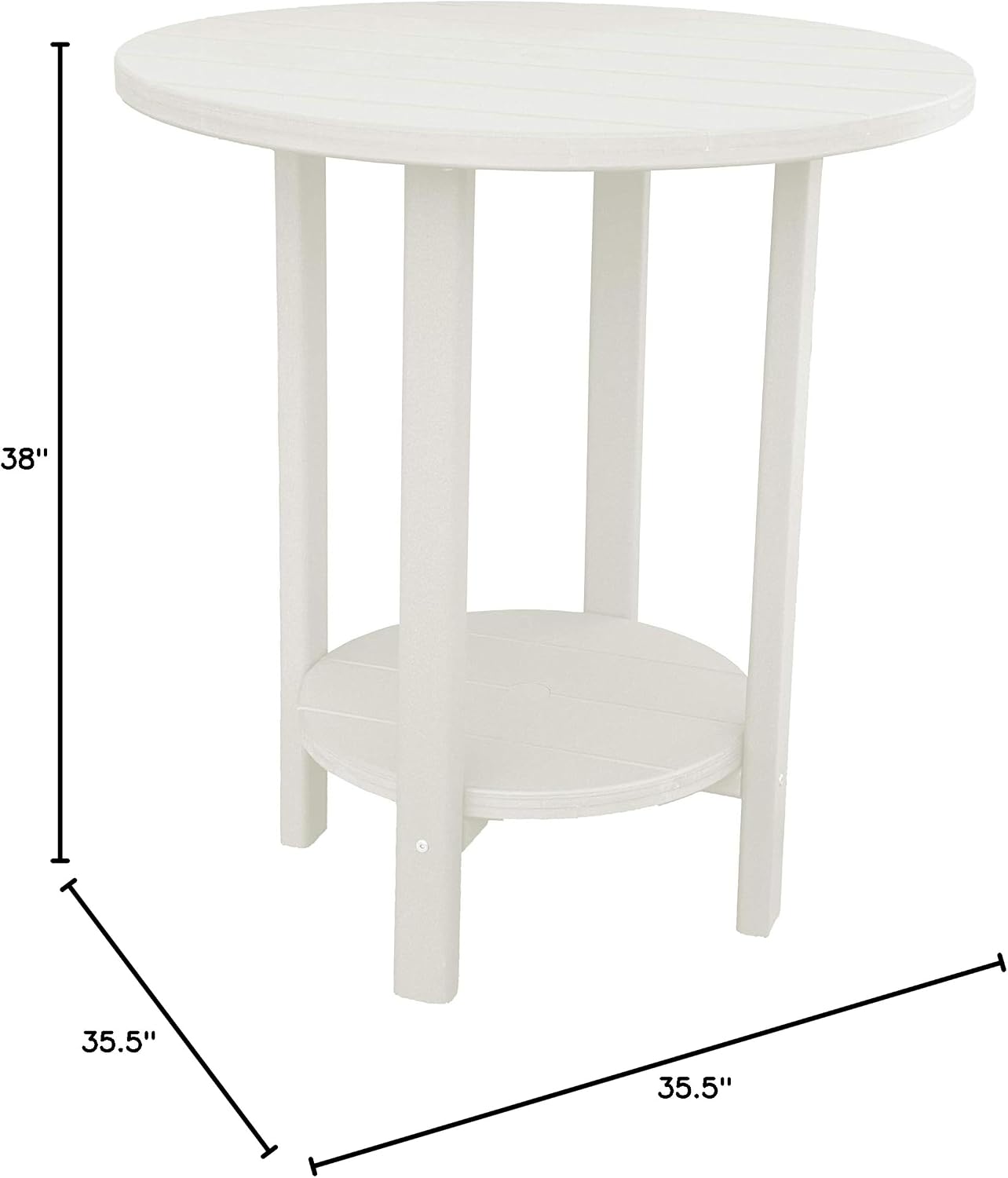 Phat Tommy Round Bar Height Patio Table - Outdoor Bar Table - Balcony Height Patio Furniture for Your Deck - Poly Outdoor Furniture, White