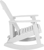 Flash Furniture Savannah Poly Resin Wood Adirondack Rocking Chair - All Weather White Polystyrene - Stainless Steel Hardware - Set of 2