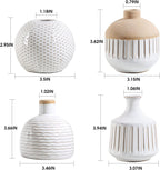 Boho Minimalist Small Ceramic Vase Set of 4 for Bedroom Living Room Office Fireplace Centerpiece Antique White Vintage Farmhouse Rustic Retro Flower Vases Home Decor Gift for Fake Plants
