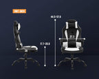 Vnewone Computer Gaming Chair Office PC Ergonomic Executive Desk Racing Rolling Swivel Task PU Leather with Lumbar Support Headrest Adjustable Armrest Massager, White