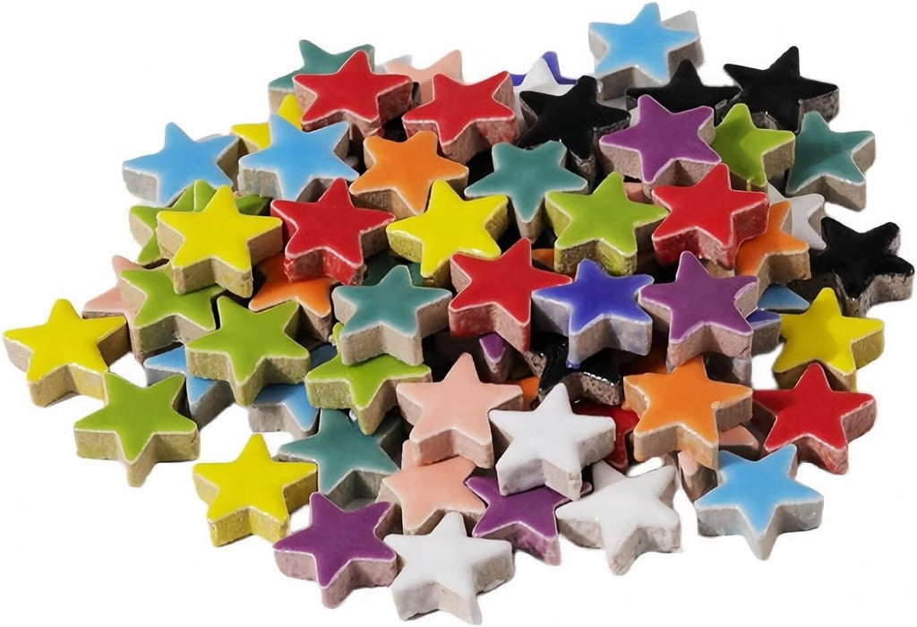 LiFschal Mosaic Tiles Stained Glass, Star Shape Ceramic Mosaic Making with Handmade for DIY Art Crafts，Home Decorations -About 110Pcs 100G(0.22LB),Mixed Color
