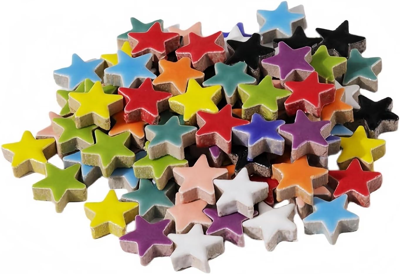 LiFschal Mosaic Tiles Stained Glass, Star Shape Ceramic Mosaic Making with Handmade for DIY Art Crafts，Home Decorations -About 110Pcs 100G(0.22LB),Mixed Color
