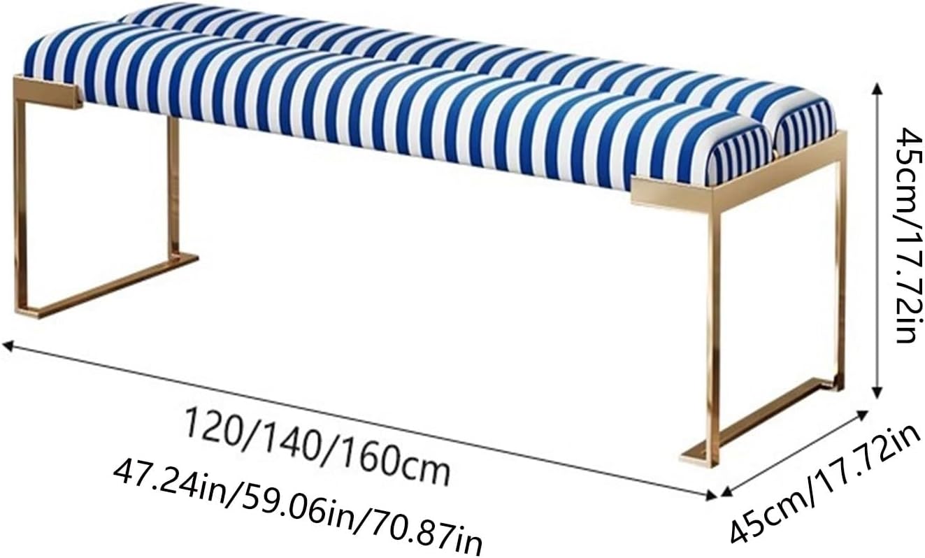 Modern Bedroom Living Room Bedside Stool, Modern Bench, Stainless Steel Entry Shoe,Creative Striped Entryway(Red,140 * 45 * 45cm)