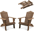Folding Adirondack Chair, Polystyrene, Durable & Weather Resistant Outdoor Adirondack Chair for Lawn and Garden, Easy Assembly, 350 Ibs Capacity(Brown, 2 pcs)