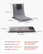 VEVOR Floor Chair, 6-Position Adjustable Meditation Chair with Back Support, Folding Sofa Chair for Reading TV Watching and Gaming, Portable Floor Seat Lounge Sofa Chair for Kids Teens Adults, Gray