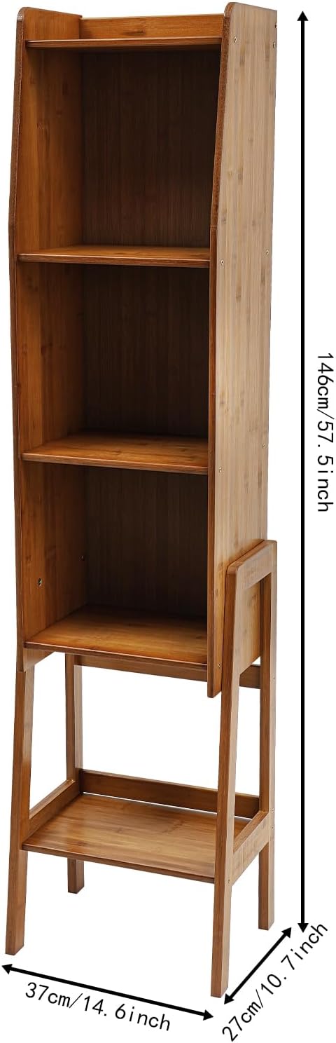 Modern End Table, Side Table Cabinet, Five-Tier Side Table, Wood Bookcase Organizer with Open Shelves for Living Room & Home Office
