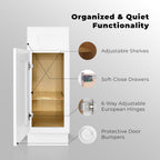 Hollywood Fabiani Design Base Kitchen Cabinet - 9 in. W x 24 in. D x 34.5 in. H, Shaker White, Solid Wood Frame, 1/2-Inch Cabinet-Grade Plywood Box, Soft-Close Door, Ready to Assemble