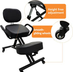 Ergonomic Kneeling Chair with Back Support, Adjustable Height Posture Chair for Home Office, Promotes Healthy Sitting and Better Posture, Prevents Cross-Legged Sitting, Black