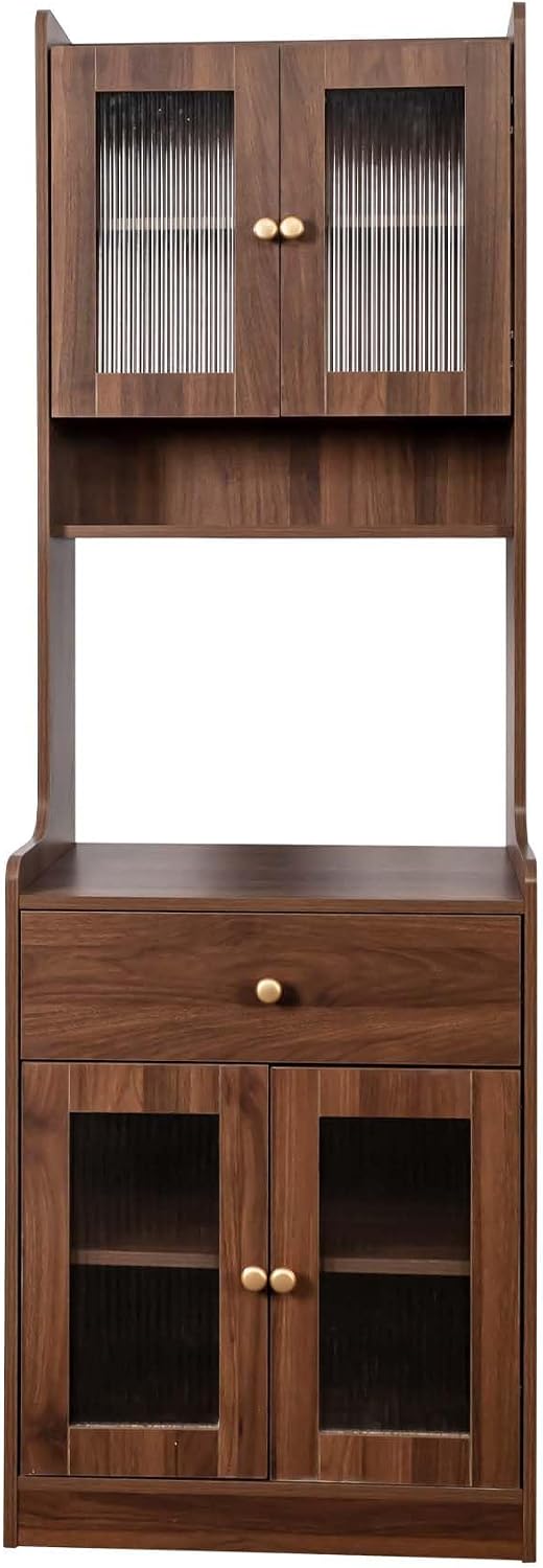 71” Coffee Bar Hutch with Drawers, Pantry Cabinet with Doors & Internal Shelves, Hutch Cabinet with Storage for Dining Room, Easy Assembly (Style A)