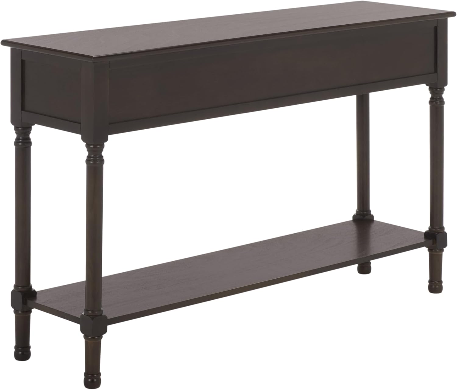 SAFAVIEH Home Collection - Peyton Dark Chocolate Console Table with 3 Drawers and 1 Shelf, Farmhouse Accent Entryway Table (CNS5705E)