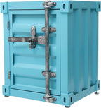 Side Table, Industrial Metal Container Cabinet, Wrought Iron Container Side Table with Concealed Storage and Metal Combination Lock for Bedroom, Living Room Bar (Blue)