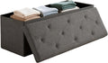 30 inch Storage Ottoman Bench, 30 inch Folding Storage Bench Ottoman, for Bedroom, Living Room, and Utility Room, Grey (30'' W)