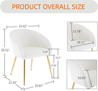 Modern Vanity Chair, Living Room Chair with Metal Legs,Teddy Fabric Dining Chair, Comfy Accent Chair for Makeup Room, Waiting Room, Dressing Room, Bedroom, Dining Room, Home Office (1, White)