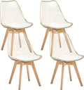 Dining Chairs Set of 4, Clear Acrylic Mid Century Modern Kitchen Chairs with Soft Padded and Wood Legs for Dinner Living Waiting Room Bedroom, Light Brown