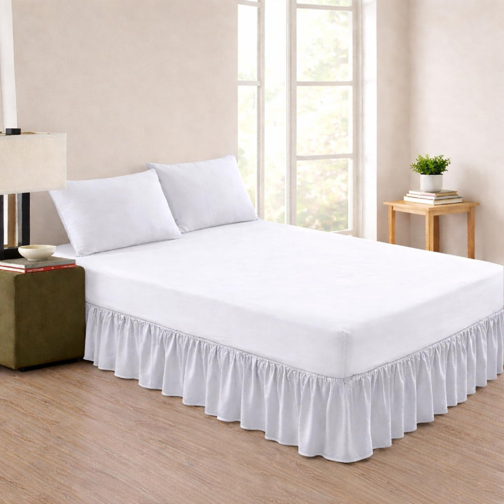 Full XL Ruffle Bed Skirt – 18 Inch Drop Dust Ruffle with Platform, Ultra Soft Microfiber, Wrinkle Fade Shrink Resistant, Easy Fit Hotel Quality Bedskirt Size (54X80) – Light Grey