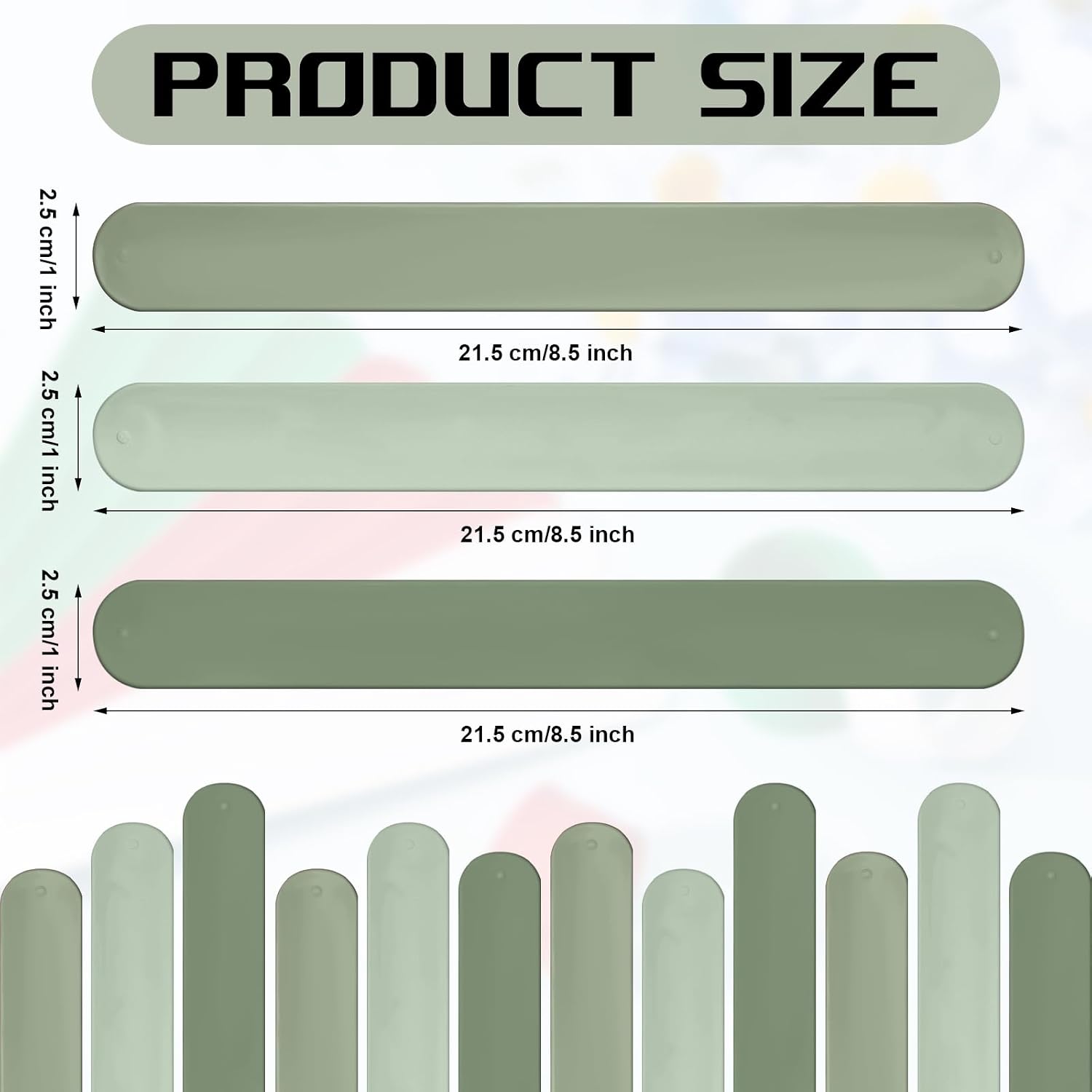 Charniol 12 Pieces Wrapping Paper Roll Holder Holiday Flip Wraps Silicone Covered Metal Strips Flip 1 x 9 Inch Stabilizer Slap Band for Poster Gift Paper Vinyl Storage Organize (Green)