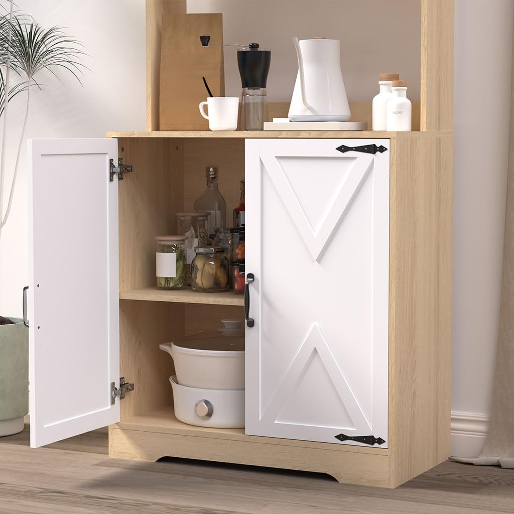 71" Kitchen Pantry Cabinet, Modern Freestanding Tall Cupboard Storage Cabinet with 2 Doors and Adjustable Shelves, Modern Utility Pantry Cabinet for Dinning Room, Living Room