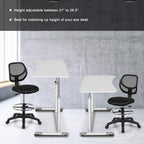 Giantex Drafting Chair Tall Office Chair with Back, Height Adjustable Home Office Chair on Wheels, Ergonomic Computer Standing Desk Chair with Footrest Ring for Bedroom, Black