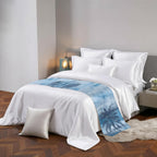 Navy Blue Palm Tree Bed Runner Scarf King Size, Coastal Tropical Trees Vintage Summer Luxury Bed Throw Runners & Scarves for Twin Full Queen King Foot of Beds, Hotel Decoration, 94"x20"