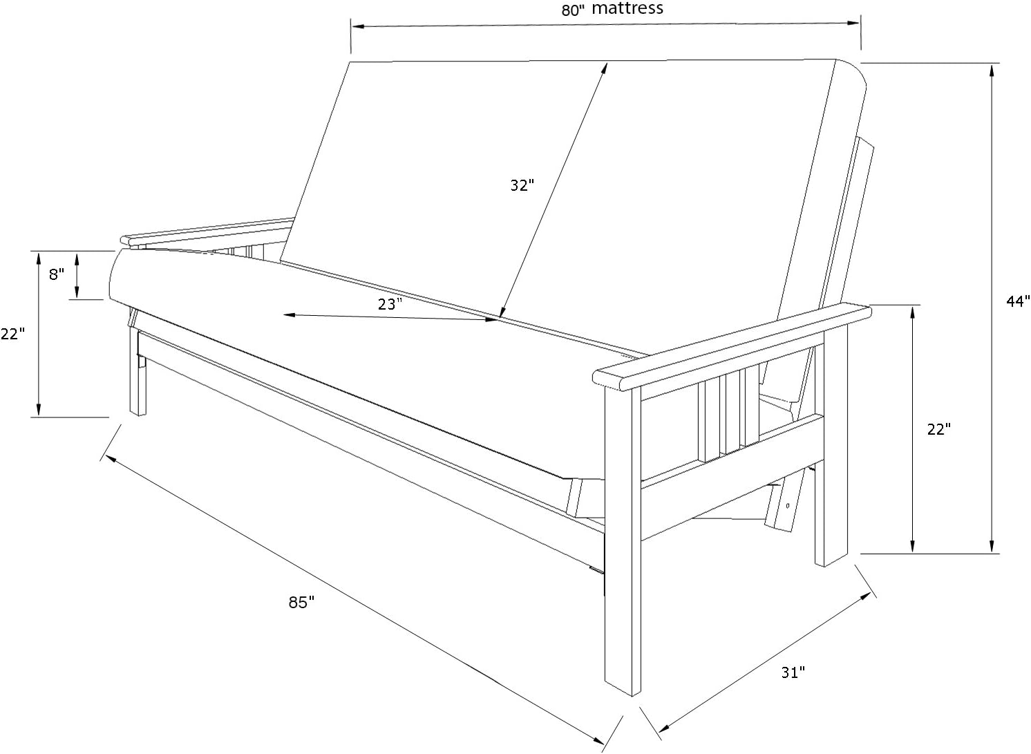 Kodiak Furniture Monterey Queen-size Futon, Storage Drawers, Espresso Finish with Oregon Trail Java Mattress