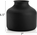 Goaste Metal Matte Flower Vase, Small Black Vases for Flower, 6.5 Inch Tall Iron Frosted Flower Arranging Vase for Table Centerpiece, Home, Shelf, Office, Garden Decor, Black