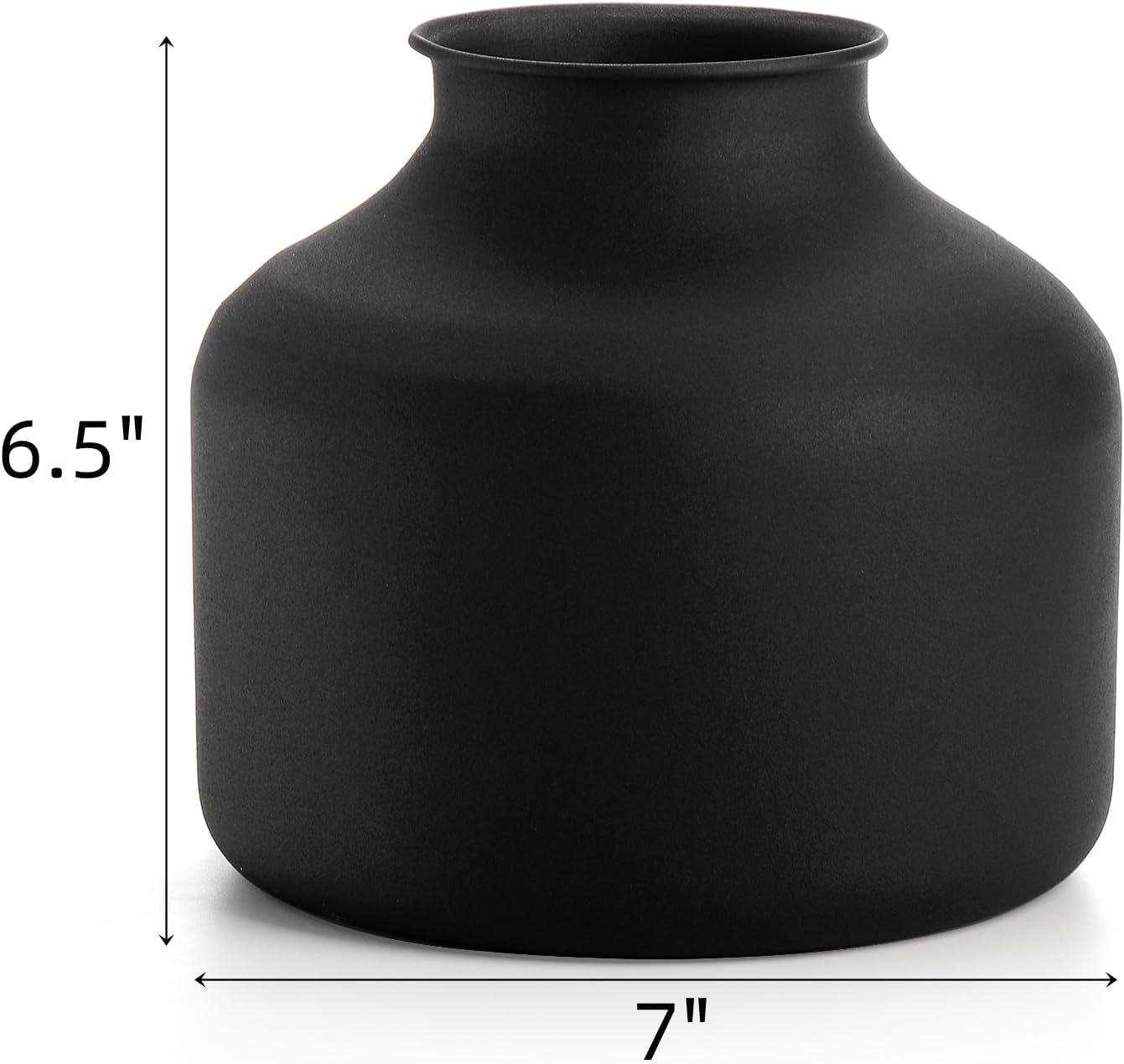 Goaste Metal Matte Flower Vase, Small Black Vases for Flower, 6.5 Inch Tall Iron Frosted Flower Arranging Vase for Table Centerpiece, Home, Shelf, Office, Garden Decor, Black