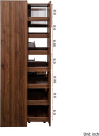 Farmhouse Kitchen Pantry Cabinet with Pull-Out Shelves, 4-Door Storage Organizer for Kitchen & Dining Room
