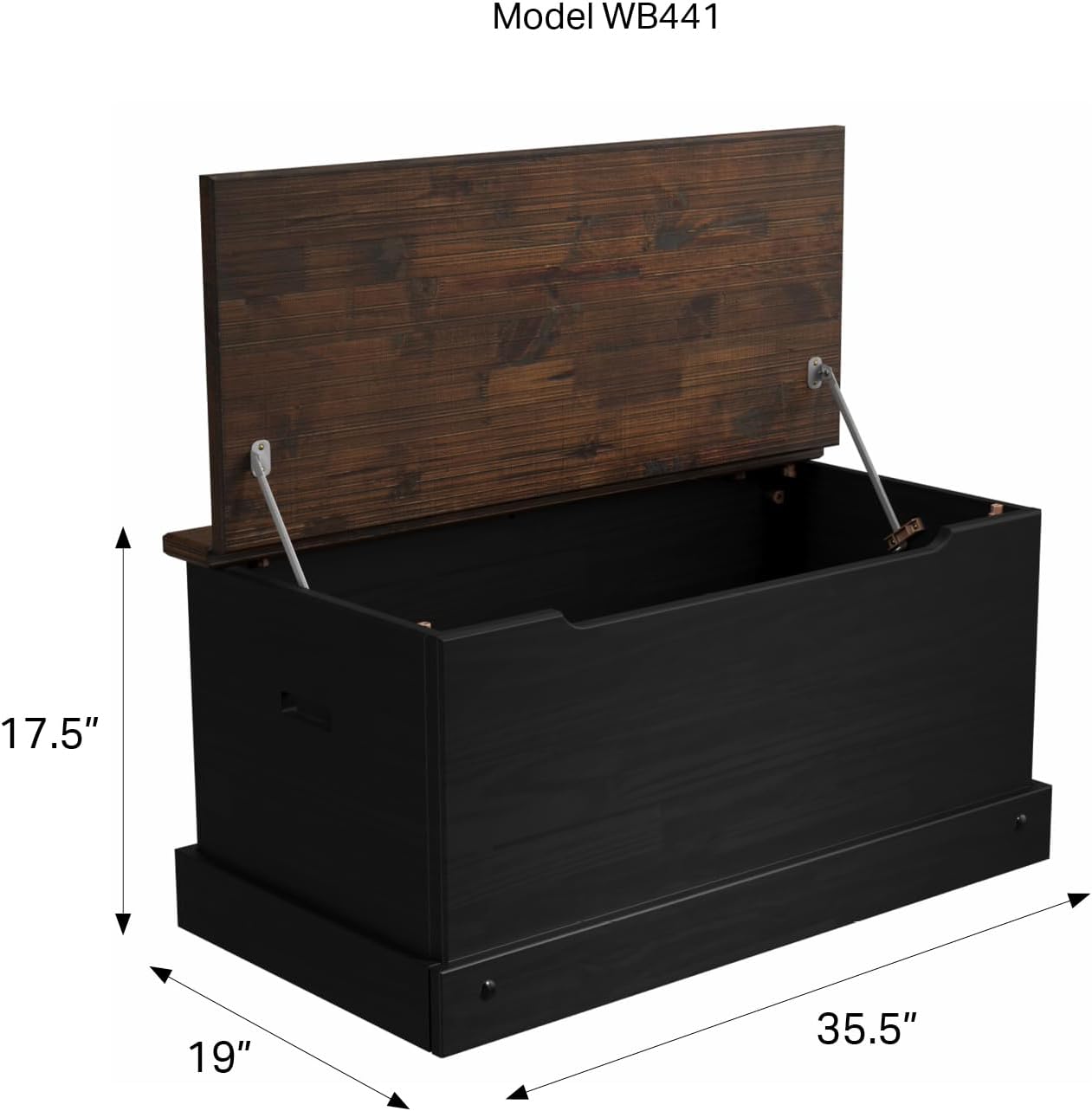 OSHOME 35.5" Solid Pine Storage Chest with Lift -Top Hinged Lid, Storage for Bedroom, Entryway and Living Room in Harvest Black Finish