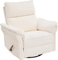 Rocking Chair Nursery with Adjustable Headrest,Manual Swivel Rocker Recliner Nursery Chair with Overstuffed Armrest,Glider Rocker Recliner for Living Room & Bedroom,White